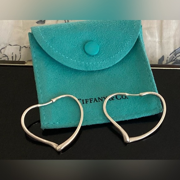 Tiffany & Co. Jewelry - Vintage Tiffany & Co Elsa Peretti Love Heart Hoop Earrings Sterling Silver